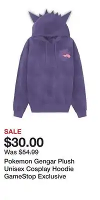 Game Stop Pokemon Gengar Plush Unisex Cosplay Hoodie GameStop Exclusive offer