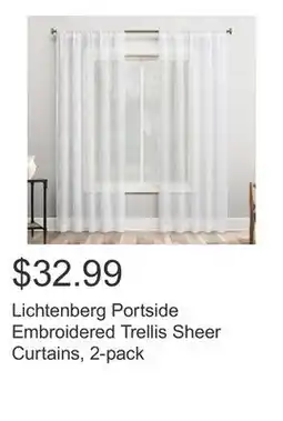 Costco Lichtenberg Portside Embroidered Trellis Sheer Curtains, 2-pack offer