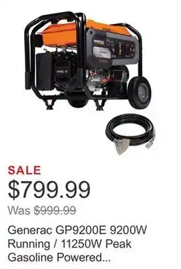 Costco Generac GP9200E 9200W Running / 11250W Peak Gasoline Powered Generator with COsense Technology offer