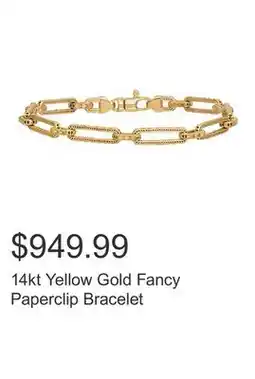 Costco 14kt Yellow Gold Fancy Paperclip Bracelet offer