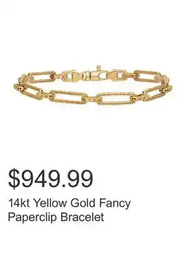 Costco 14kt Yellow Gold Fancy Paperclip Bracelet offer