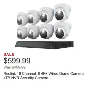 Costco Reolink 16 Channel, 8 4K+ Wired Dome Camera 4TB NVR Security Camera System offer