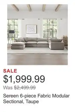 Costco Sereen 6-piece Fabric Modular Sectional, Taupe offer
