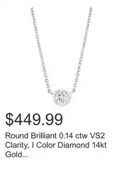 Costco Round Brilliant 0.14 ctw VS2 Clarity, I Color Diamond 14kt Gold Necklace offer