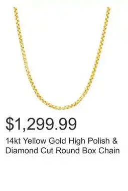 Costco 14kt Yellow Gold High Polish & Diamond Cut Round Box Chain offer