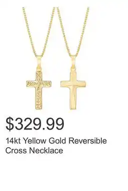 Costco 14kt Yellow Gold Reversible Cross Necklace offer