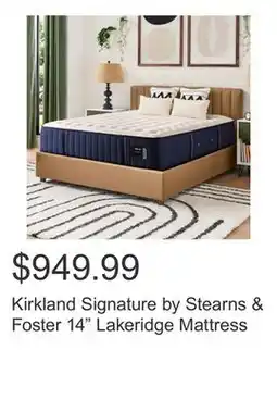 Costco Kirkland Signature by Stearns & Foster 14 Lakeridge Mattress offer