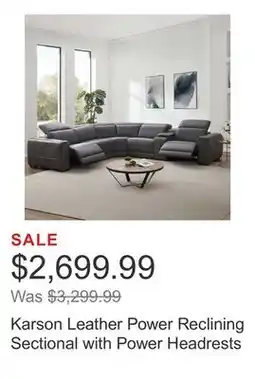 Costco Karson Leather Power Reclining Sectional with Power Headrests offer