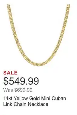 Costco 14kt Yellow Gold Mini Cuban Link Chain Necklace offer