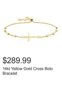 Costco 14kt Yellow Gold Cross Bolo Bracelet offer