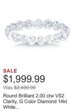 Costco Round Brilliant 2.00 ctw VS2 Clarity, G Color Diamond 14kt White Gold Eternity Band offer