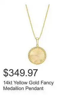 Costco 14kt Yellow Gold Fancy Medallion Pendant offer