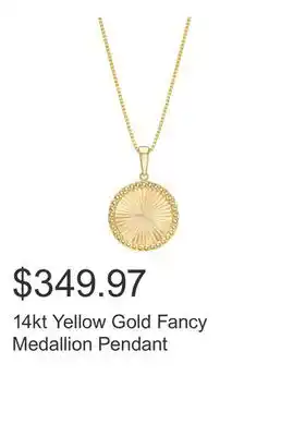 Costco 14kt Yellow Gold Fancy Medallion Pendant offer