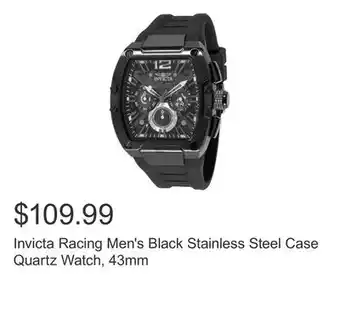 Costco Invicta Racing Men's Black Stainless Steel Case Quartz Watch, 43mm offer