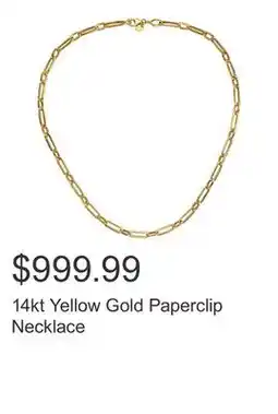Costco 14kt Yellow Gold Paperclip Necklace offer