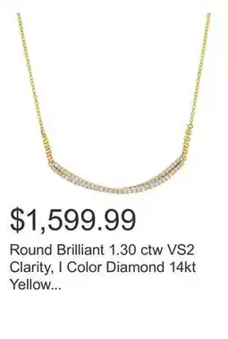 Costco Round Brilliant 1.30 ctw VS2 Clarity, I Color Diamond 14kt Yellow Gold Bar Necklace offer