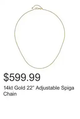 Costco 14kt Gold 22 Adjustable Spiga Chain offer