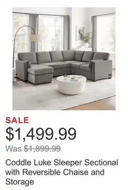 Costco Coddle Luke Sleeper Sectional with Reversible Chaise and Storage offer