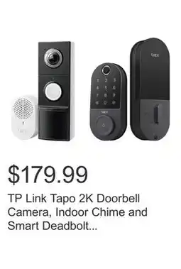 Costco TP Link Tapo 2K Doorbell Camera, Indoor Chime and Smart Deadbolt Lock with 6 Ways to Unlock offer