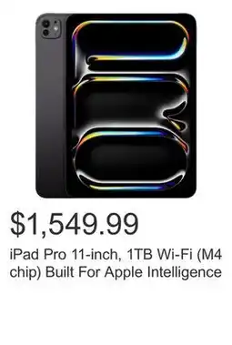 Costco iPad Pro 11-inch, 1TB Wi-Fi (M4 chip) Built For Apple Intelligence offer