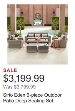 Costco Sirio Eden 6-piece Outdoor Patio Deep Seating Set offer