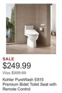 Costco Kohler PureWash E815 Premium Bidet Toilet Seat with Remote Control offer