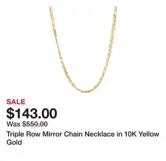 Belk Triple Row Mirror Chain Necklace in 10K Yellow Gold offer