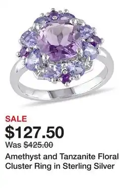 Belk Amethyst and Tanzanite Floral Cluster Ring in Sterling Silver offer