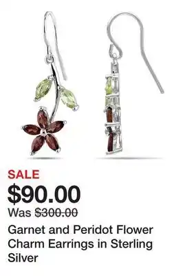 Belk Garnet and Peridot Flower Charm Earrings in Sterling Silver offer