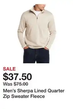 Belk Men's Sherpa Lined Quarter Zip Sweater Fleece offer