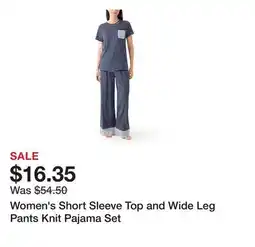 Belk Women's Short Sleeve Top and Wide Leg Pants Knit Pajama Set offer