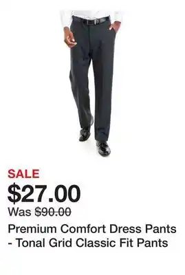 Belk Premium Comfort Dress Pants - Tonal Grid Classic Fit Pants offer