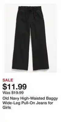 Old Navy Old Navy High-Waisted Baggy Wide-Leg Pull-On Jeans for Girls offer