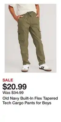 Old Navy Old Navy Built-In Flex Tapered Tech Cargo Pants for Boys offer