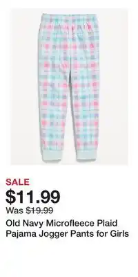 Old Navy Old Navy Microfleece Plaid Pajama Jogger Pants for Girls offer