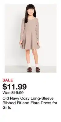 Old Navy Old Navy Cozy Long-Sleeve Ribbed Fit and Flare Dress for Girls offer