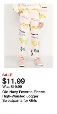 Old Navy Old Navy Favorite Fleece High-Waisted Jogger Sweatpants for Girls offer