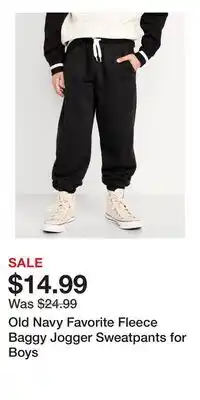 Old Navy Old Navy Favorite Fleece Baggy Jogger Sweatpants for Boys offer