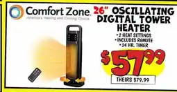 Ollie's Comfort Zone. 26 OSCILLATING DIGITAL TOWER HEATER offer