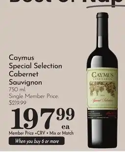 Pavilions Caymus Special Selection Cabernet Sauvignon offer
