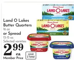 Pavilions Land O Lakes Butter Quarters 16 oz. or Spread 13-15 oz offer