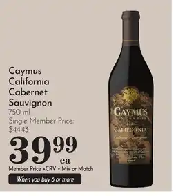 Pavilions Caymus California Cabernet Sauvignon offer