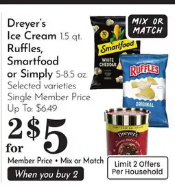 Pavilions Dreyer's Ice Cream 1.5 qt. Ruffles, Smartfood or Simply 5-8.5 oz offer