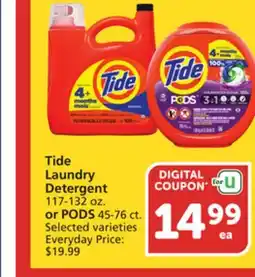 Vons Tide Laundry Detergent 117-132 oz. or PODS 45-76 ct offer