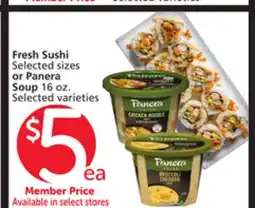 Vons Fresh Sushi Selected sizes or Panera Soup 16 oz offer