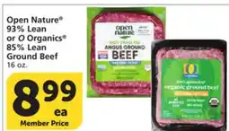 Vons Open Nature 93% Lean or O Organics 85% Lean Ground Beef offer