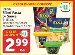 Vons Rana Filled Pasta or Sauce offer
