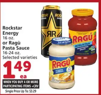 Vons Rockstar Energy 16 oz. or Ragù Pasta Sauce 16-24 oz offer