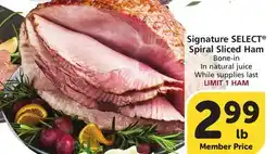 Vons Signature SELECT Spiral Sliced Ham offer