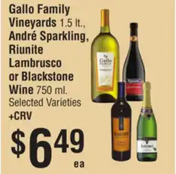 Smart & Final Gallo Family Vineyards, André Sparkling, Riunite Lambrusco or Blackstone Wine offer